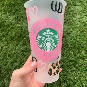 COPY - Pumpkin Season Cheetah and Pink Starbucks Cold Cup